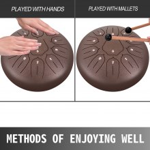 VEVOR Steel Tongue Drum 11 Notes 10 inches Percussion Instrument with Bag, Book, Mallets, Finger Picks