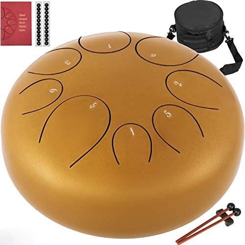 Steel Tongue Drum 8 Notes 10 inches Percussion Instrument with Bag, Book, Mallets