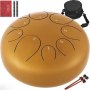 VEVOR Steel Tongue Drum - 8 Notes 10 inches - Percussion Instrument - Handpan Drum with Bag, Book, Mallets, Finger Picks (Gold)