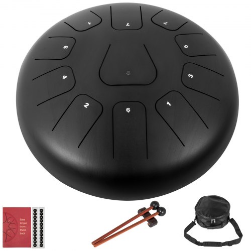 VEVOR Steel Tongue Drum 11 Notes 12 inches Percussion Instrument with Bag, Book, Mallets, Finger Picks