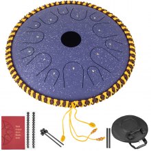 VEVOR Tongue Drum 14 Notes Dish Shape Drum 14.9 Inches Manual Percussion Pure Copper Tongues 14 Notes Steel Tongue Handpan Drum with Rope Decoration and Mallets Bag Music Book Finger Picks Purple