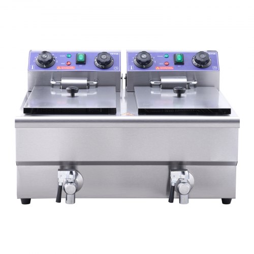 VEVOR Commercial Electric Deep Fryer Countertop Deep Fryer with Dual Tanks 6000W
