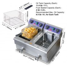 VEVOR Commercial Electric Deep Fryer Countertop Deep Fryer with Dual Tanks 6000W
