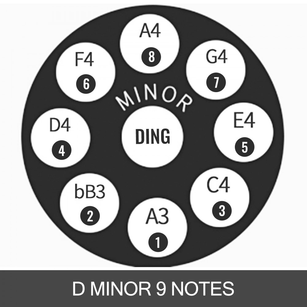 VEVOR Handpan 9 Notes D Minor Handpan Drum 21.9 Inches (55.6cm) In Diameter Hangdrum Instrument Hand Pan Hand Drum D Minor 9 Notes (d3 A Bb C D E F G A) Hang Drum Steel Hand Drum with Extra Mbira