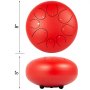 VEVOR Steel Tongue Drum - 8 Notes 8 inches - Percussion Instrument - Handpan Drum with Bag, Book, Mallets, Finger Picks (Red)