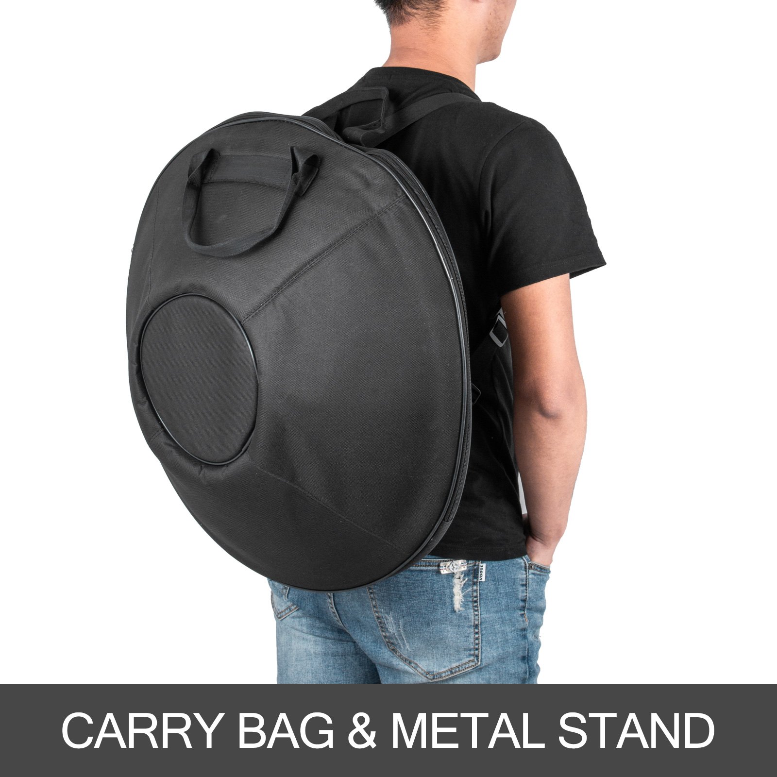 Advanced Hand Pan In D Minor 9 Notes Steel Hand Drum + Soft Hand Pan Bag (22" (56cm), Brown (d Minor) 9 Notes (d3 A Bb C D E F G A)