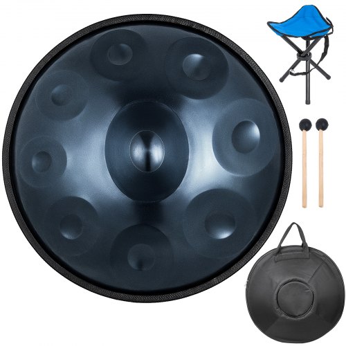 VEVOR  22" 9 Notes Handpan Hand Pan Drum Handmade Dc04 Steel + Stand + Bag + Hammer