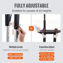 VEVOR Drywall Stilts Aluminum Tool Stilts 24''-40'' Adjustable Painting Black