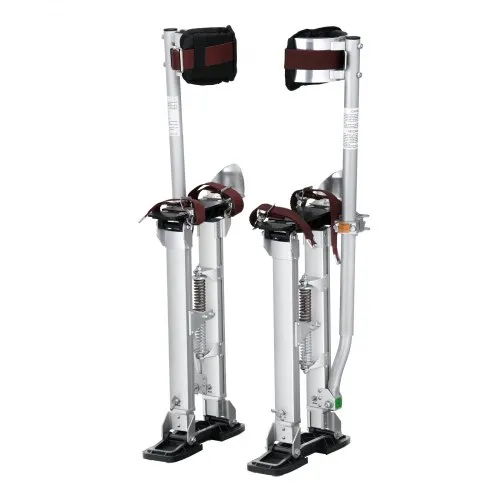 VEVOR Drywall Stilts, 45.7-76.2 cm Adjustable Aluminum Tool Stilts with Protective Knee Pads, Durable and Non-slip Work Stilts for Sheetrock Painting, Walking, Taping, Silver