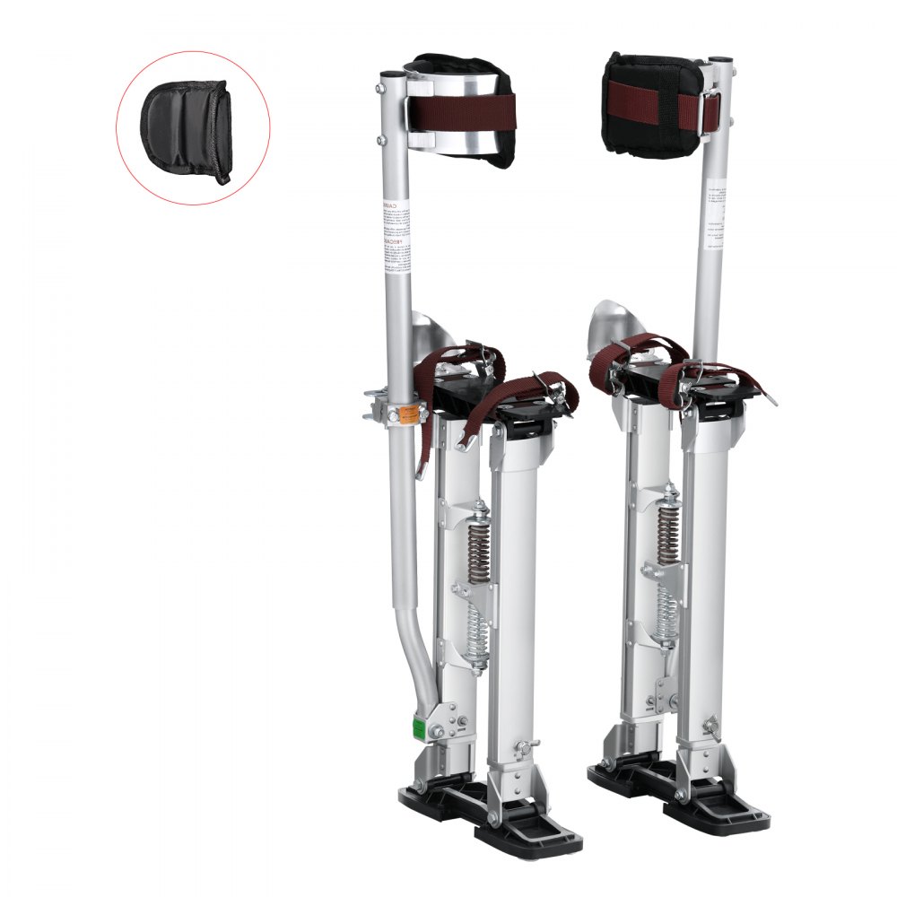 adjustable VEVOR drywall stilts with black padded straps and support springs, extra padding included.