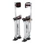 adjustable VEVOR drywall stilts with dual springs, foot straps, and cushioned calf pads.