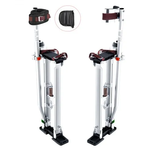 VEVOR Drywall Stilts, 24''-40'' Adjustable Aluminum Tool Stilts with Protective Knee Pads, Durable and Non-Slip Work Stilts for Sheetrock Painting, Walking, Taping, Silver