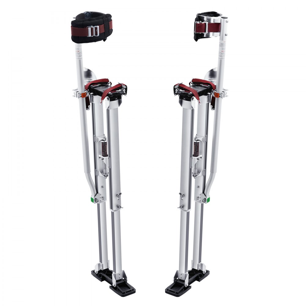 VEVOR drywall stilts with adjustable height, secure straps, and lightweight aluminum alloy construction.