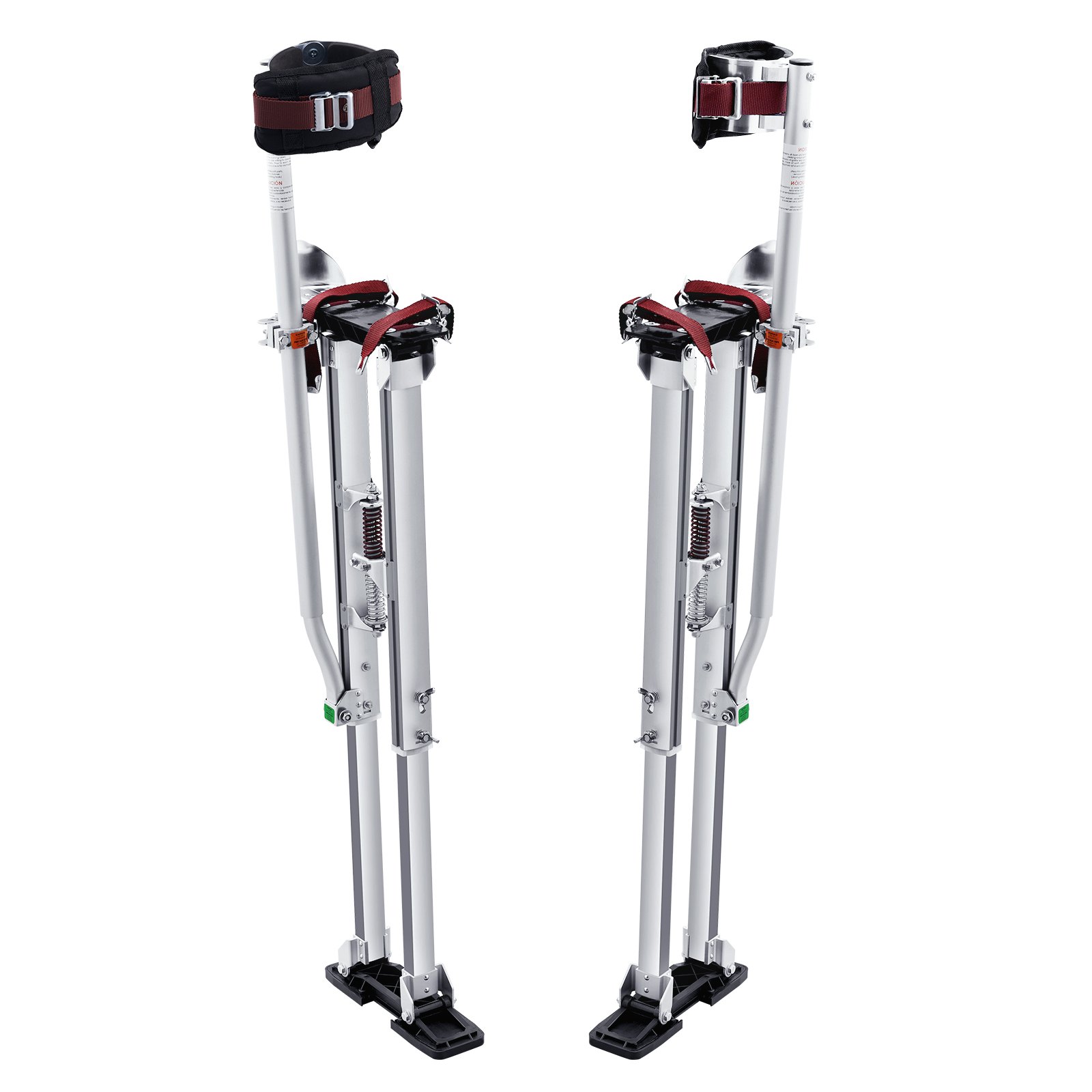 VEVOR drywall stilts with adjustable height, secure straps, and lightweight aluminum alloy construction.