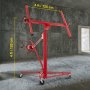 red VEVOR drywall lift, extendable to 4 ft (120 cm) in an unfinished concrete room.