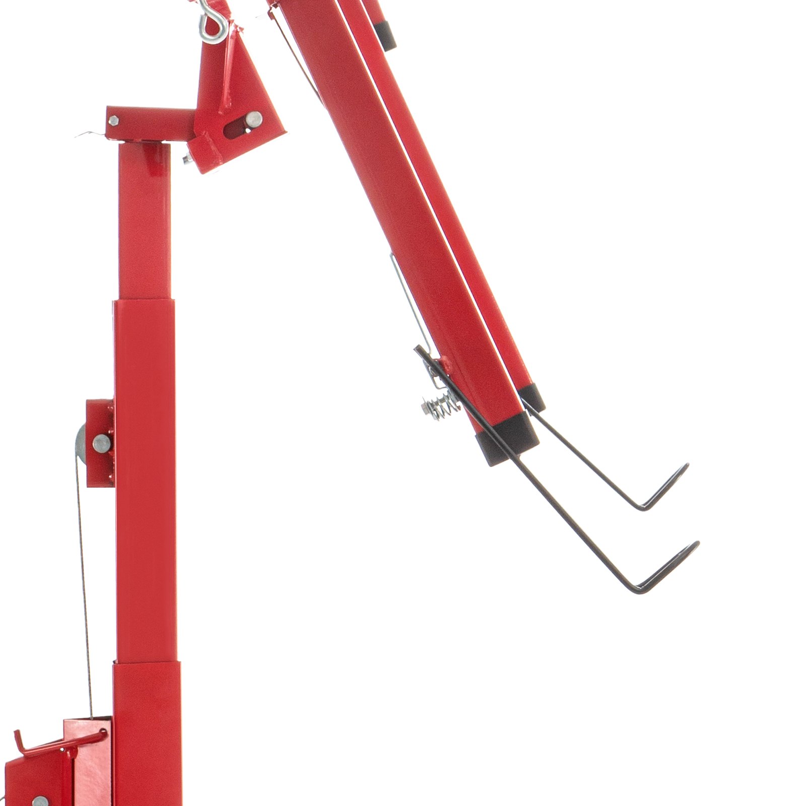 red VEVOR drywall lift with adjustable arms and safety lock mechanisms.