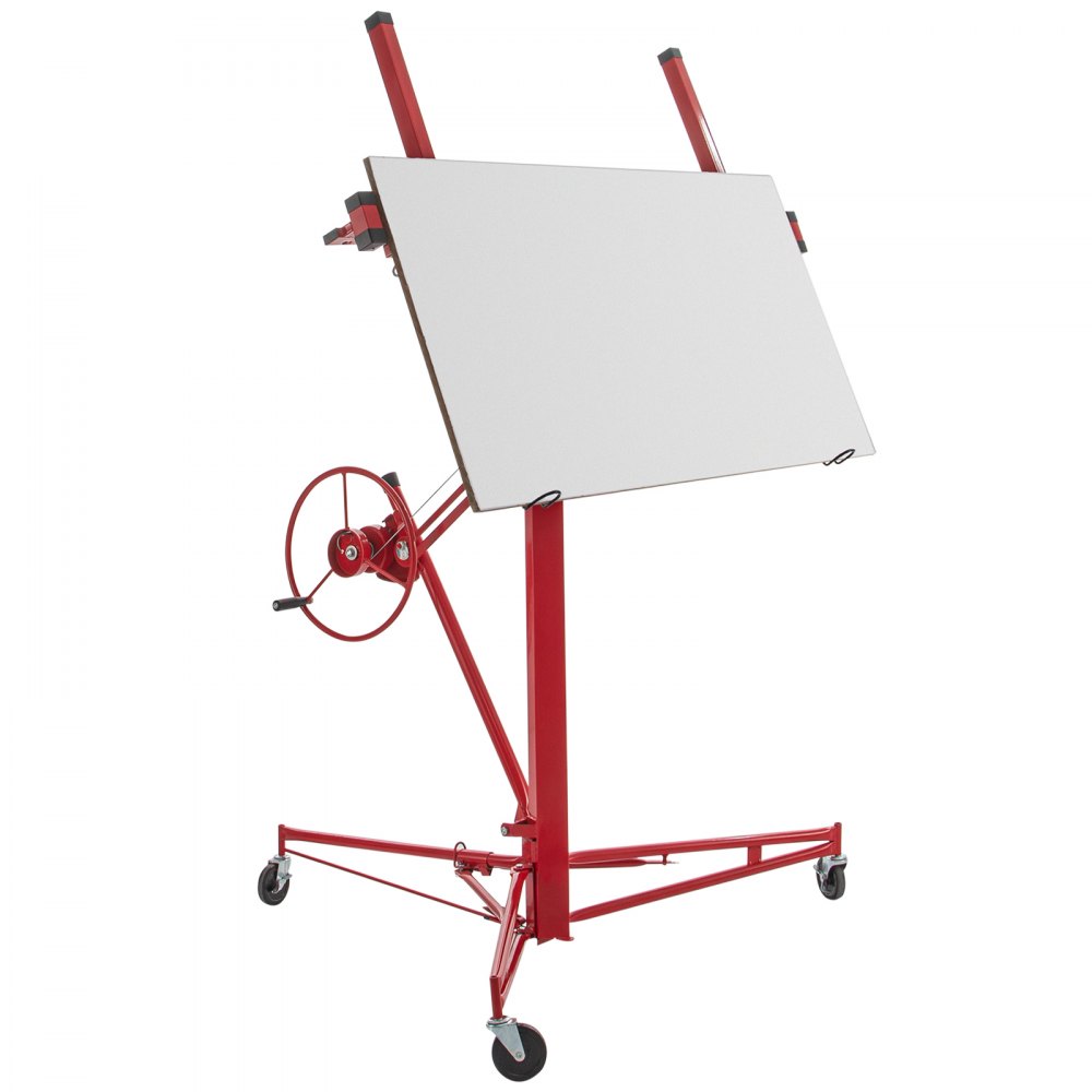 VEVOR Drywall Rolling Lifter Panel, 16ft Sheetrock Lift Drywall Lift, 150lb Weight Capacity Panel Hoist Jack Tool, Steel Material with Telescopic Arm & 3 Lockable Wheels, 48x192 in Plasterboard Size