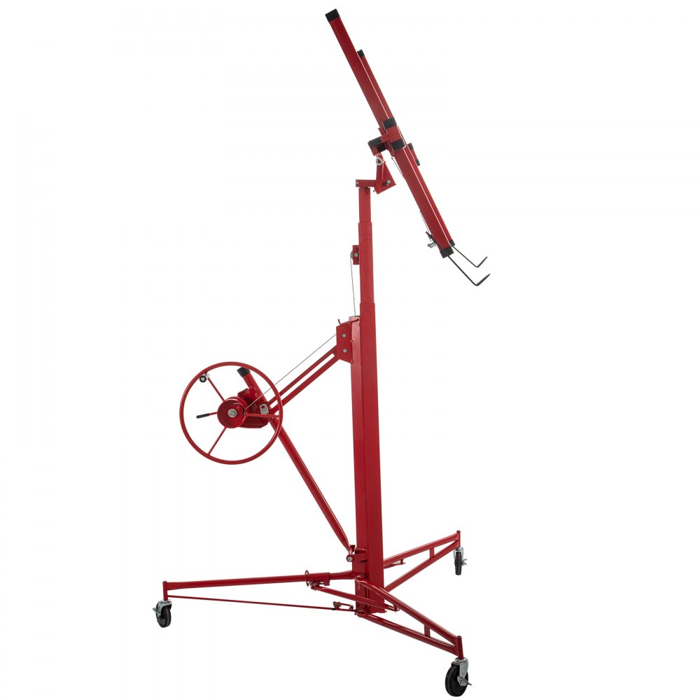 VEVOR Drywall Rolling Lifter Panel, 435 cm Sheetrock Lift Drywall Lift, 68kg Weight Capacity Panel Hoist Jack Tool, Steel Material with Telescopic Arm & 3 Lockable Wheels, 122x488 cm Plasterboard Size