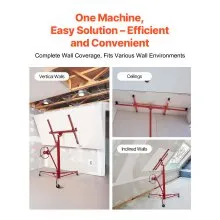 VEVOR Drywall Rolling Lifter Panel, 16ft Sheetrock Lift Drywall Lift, 150lb Weight Capacity Panel Hoist Jack Tool, Steel Material w/Telescopic Arm & 3 Lockable Wheels, 48x192 in Plasterboard Size