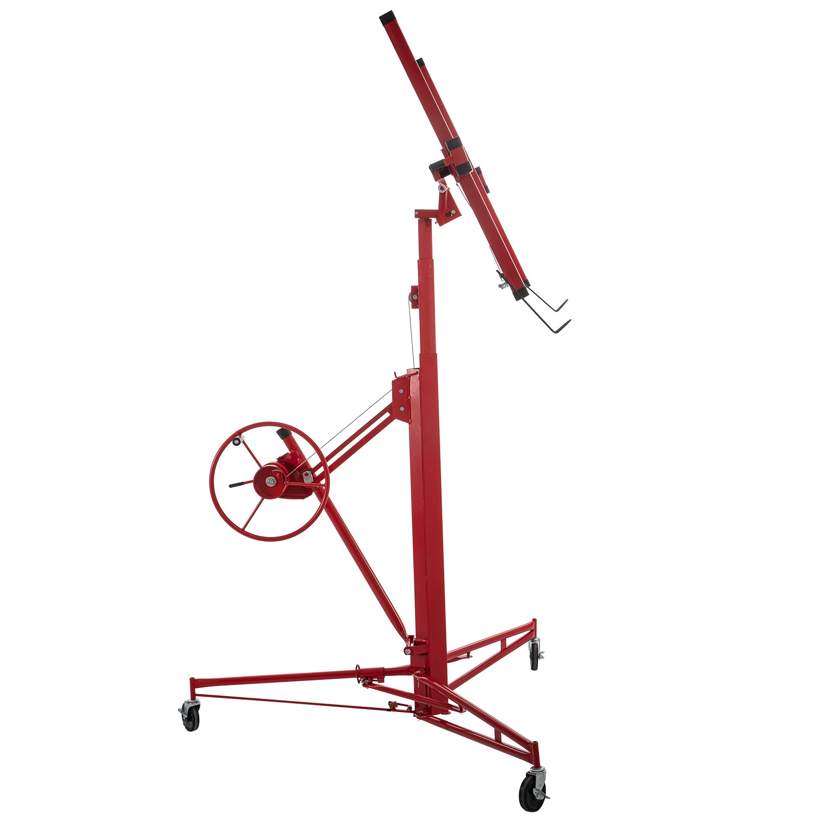 VEVOR Drywall Rolling Lifter Panel, 16ft Sheetrock Lift Drywall Lift, 150lb Weight Capacity Panel Hoist Jack Tool, Steel Material with Telescopic Arm & 3 Lockable Wheels, 48x192 in Plasterboard Size