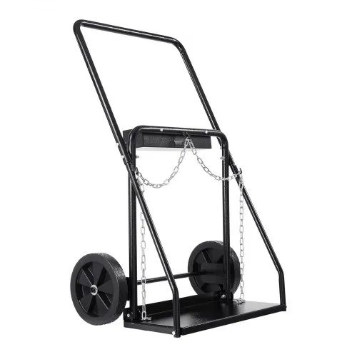 VEVOR Dual Welding Cylinder Cart, Oxygen Acetylene Tank Cart with 440LBS Static Weight Capacity, 10-Inch Solid Wheels and Tank Storage Safety Chains, Suitable for Double 12.5-Inch Dia. Gas Cylinders