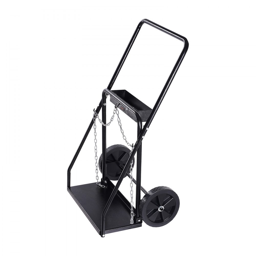 VEVOR Dual Welding Cylinder Cart, Oxygen Acetylene Tank Cart with 440LBS Static Weight Capacity, 10-Inch Solid Wheels and Tank Storage Safety Chains, Suitable for Double 12.5-Inch Dia. Gas Cylinders
