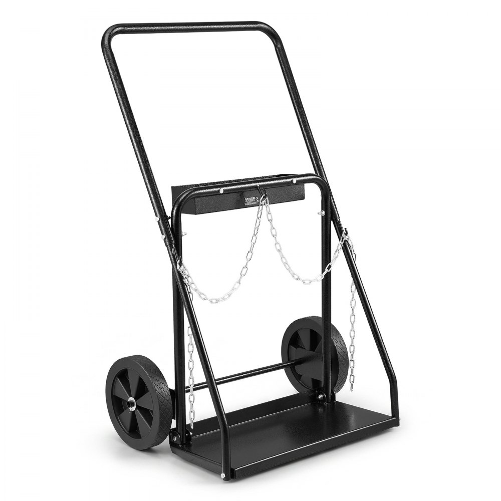 VEVOR Dual Welding Cylinder Cart, Oxygen Acetylene Tank Cart with 440LBS Static Weight Capacity, 10-Inch Solid Wheels and Tank Storage Safety Chains, Suitable for Double 12.5-Inch Dia. Gas Cylinders