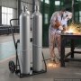 Carro para cilindros de soldadura doble VEVOR, carro para tanques de oxígeno y acetileno con capacidad de carga estática de 440 libras, ruedas sólidas de 10 pulgadas y cadenas de seguridad para almacenamiento de tanques, apto para cilindros de gas dobles de 12,5 pulgadas de diámetro.