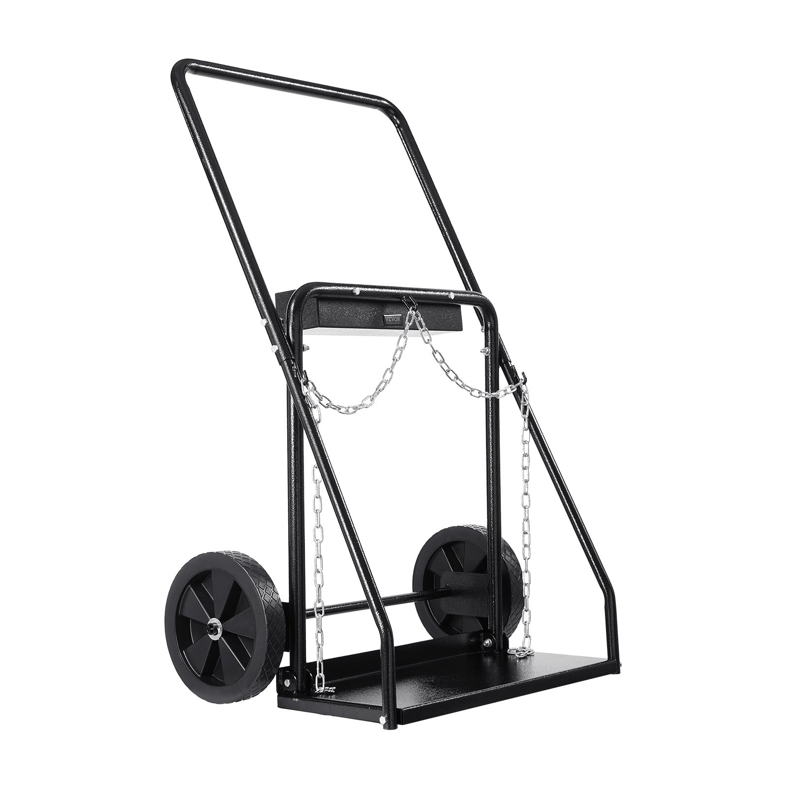 VEVOR Dual Welding Cylinder Cart, Oxygen Acetylene Tank Cart with 440LBS Static Weight Capacity, 10-Inch Solid Wheels and Tank Storage Safety Chains, Suitable for Double 12.5-Inch Dia. Gas Cylinders
