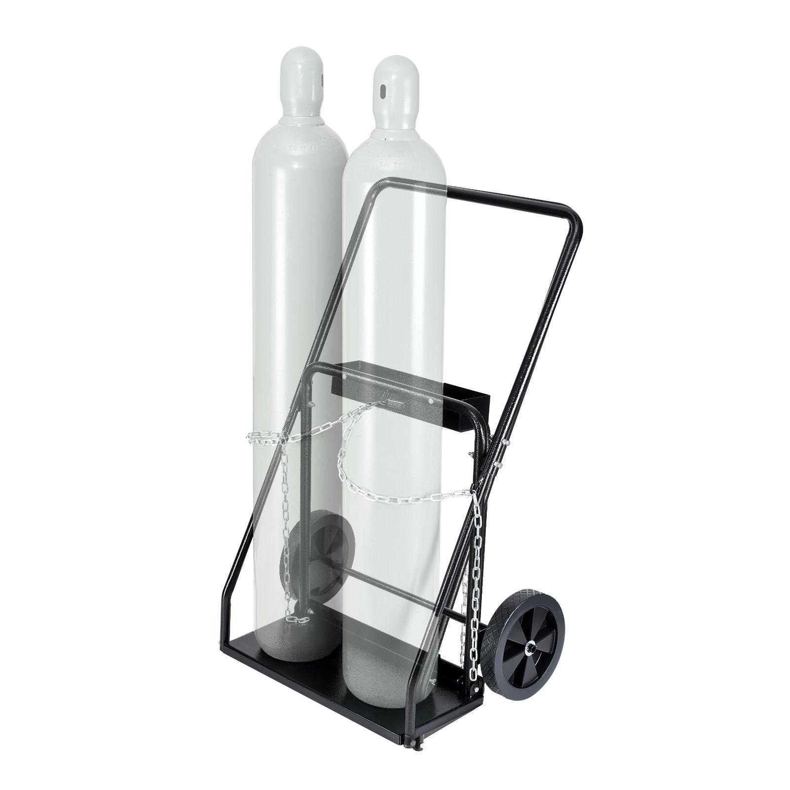 VEVOR Dual Welding Cylinder Cart, Oxygen Acetylene Tank Cart with 440LBS Static Weight Capacity, 10-Inch Solid Wheels and Tank Storage Safety Chains, Suitable for Double 12.5-Inch Dia. Gas Cylinders