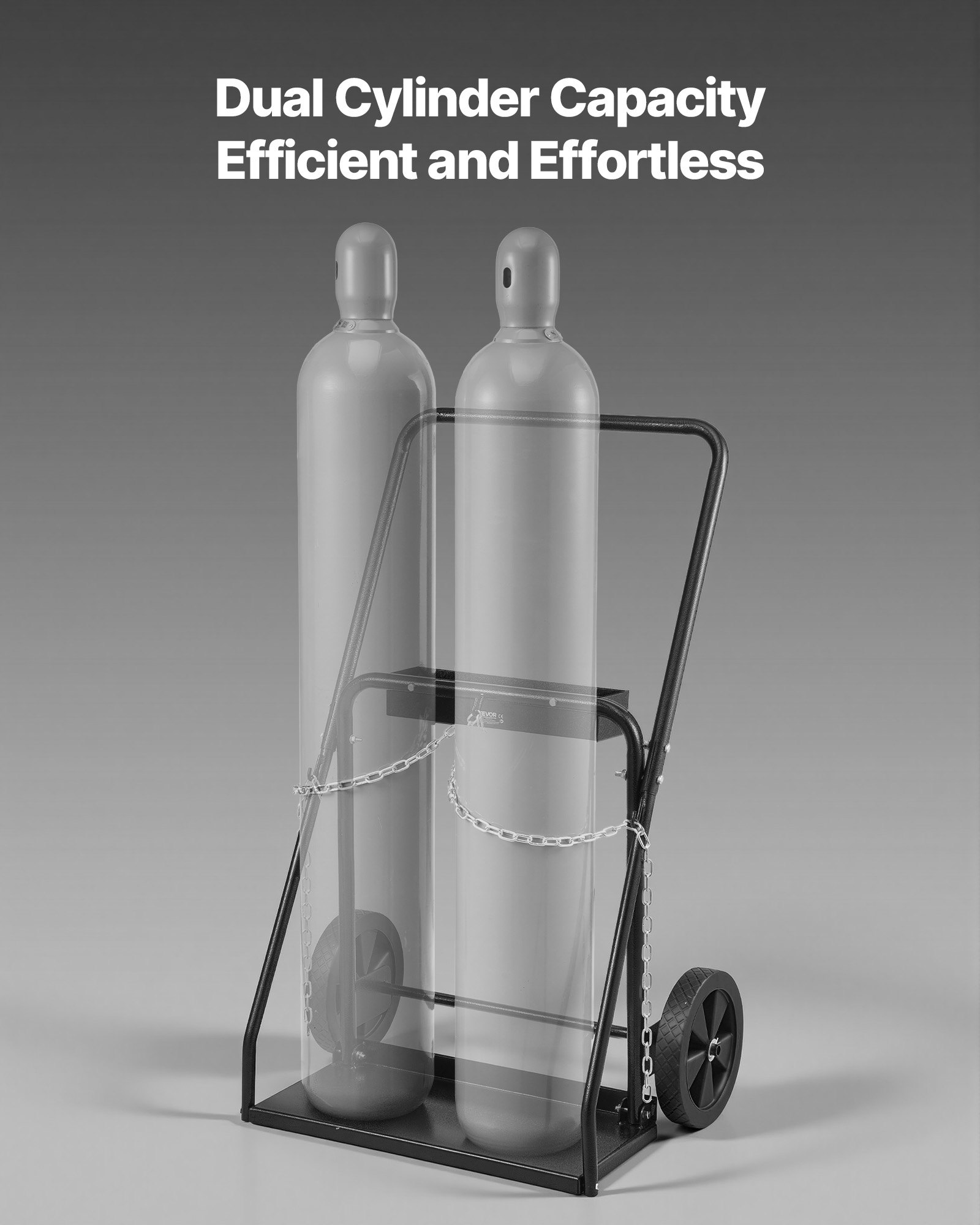 VEVOR Dual Welding Cylinder Cart, Oxygen Acetylene Tank Cart with 440LBS Static Weight Capacity, 10-Inch Solid Wheels and Tank Storage Safety Chains, Suitable for Double 12.5-Inch Dia. Gas Cylinders