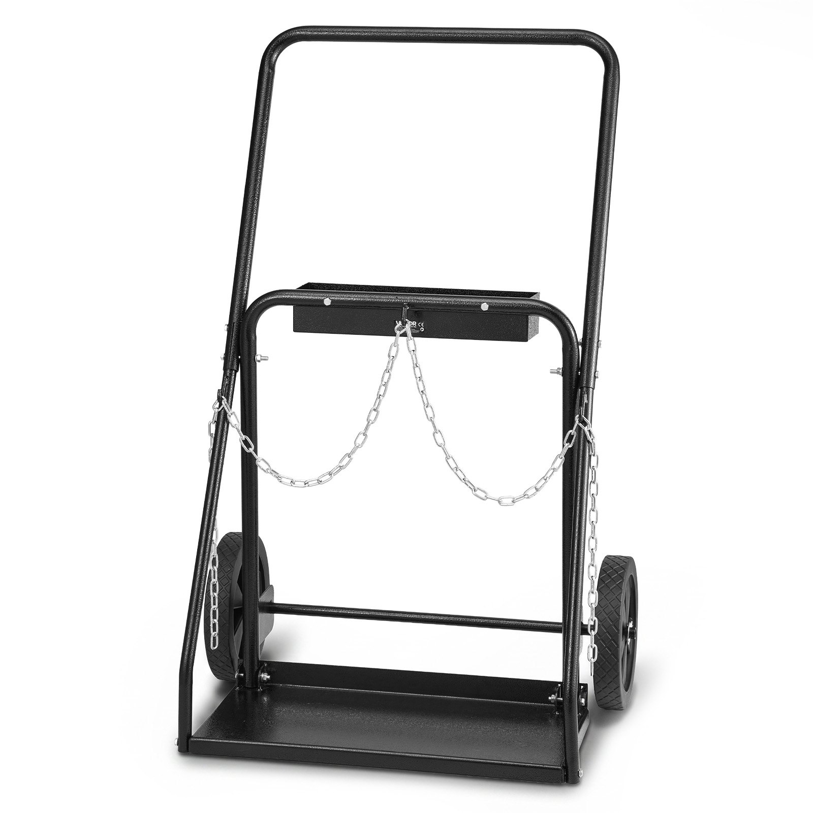 VEVOR Dual Welding Cylinder Cart, Oxygen Acetylene Tank Cart with 440LBS Static Weight Capacity, 10-Inch Solid Wheels and Tank Storage Safety Chains, Suitable for Double 12.5-Inch Dia. Gas Cylinders