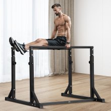 VEVOR Dip Bar, 363 kg Capacity, Heave Duty Dip Stand Station with Adjustable Height, Fitness Workout Dip Bar Station Stabilizer Parallette Push Up Stand, Parallel Bars for Strength Training Home Gym