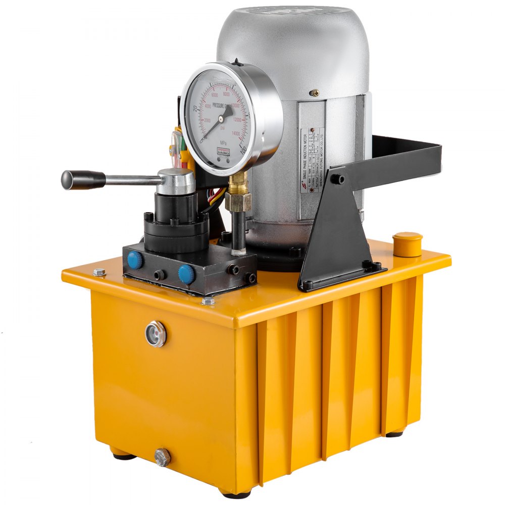 VEVOR Electric Driven Hydraulic Pump 750W Manual Valve 10152 PSI, Electric Driven Hydraulic Pump Double Acting High Rotating Speed 8L Oil Storing