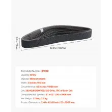 VEVOR Sanding Belts 2″ x 42″ 6PCS Belt Sander Sanding Belts with Assorted Grits