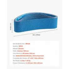 VEVOR Sanding Belts 4″ x 36″ 10 PCS Belt Sander Sanding Belt with Assorted Grits