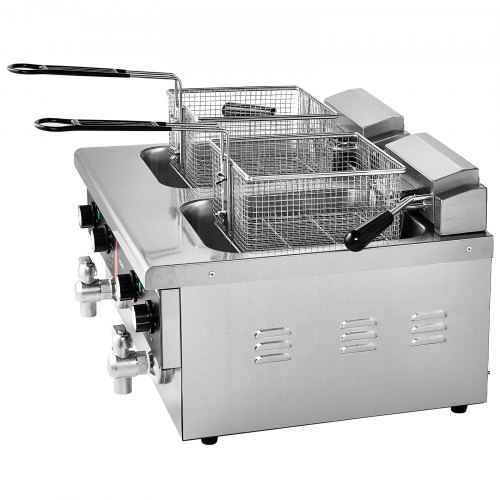 NUPANT 12L Commercial Deep Fryer – 1750W, Timer & Temp Control, Oil Drain, Stainless Steel, For Restaurants & Home (110V)