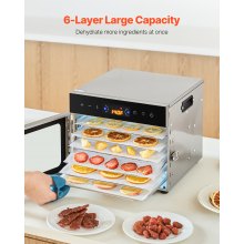 6 Trays Food Dehydrator Machine Stainless Steel 400W Jerky Meat Fruit Drying