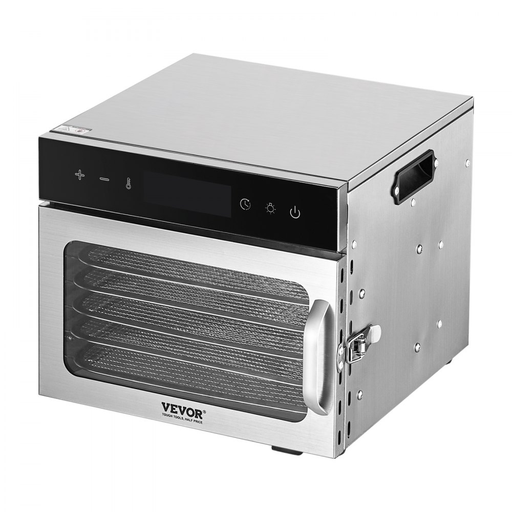 VEVOR Food Dehydrator Machine, 6 Stainless Steel Trays, 400W Electric Food Dryer with Adjustable Temperature & 24-Hour Timer, Freeze Dryer for Jerky, Meat, Fruit, Vegetables, Herbs, Dog Treats
