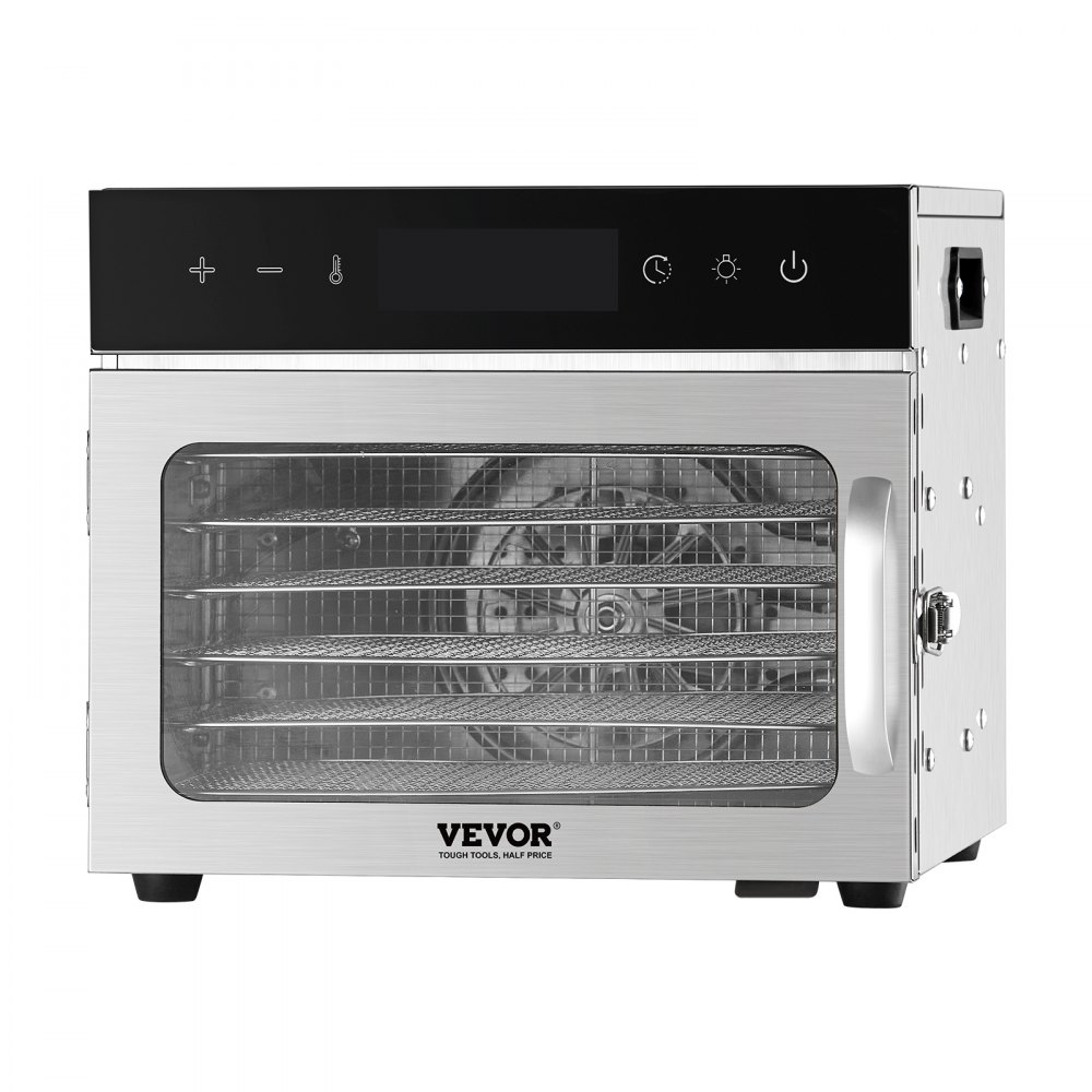 VEVOR Food Dehydrator Machine, 6 Stainless Steel Trays, 400W Electric Food Dryer with Adjustable Temperature & 24-Hour Timer, Freeze Dryer for Jerky, Meat, Fruit, Vegetables, Herbs, Dog Treats