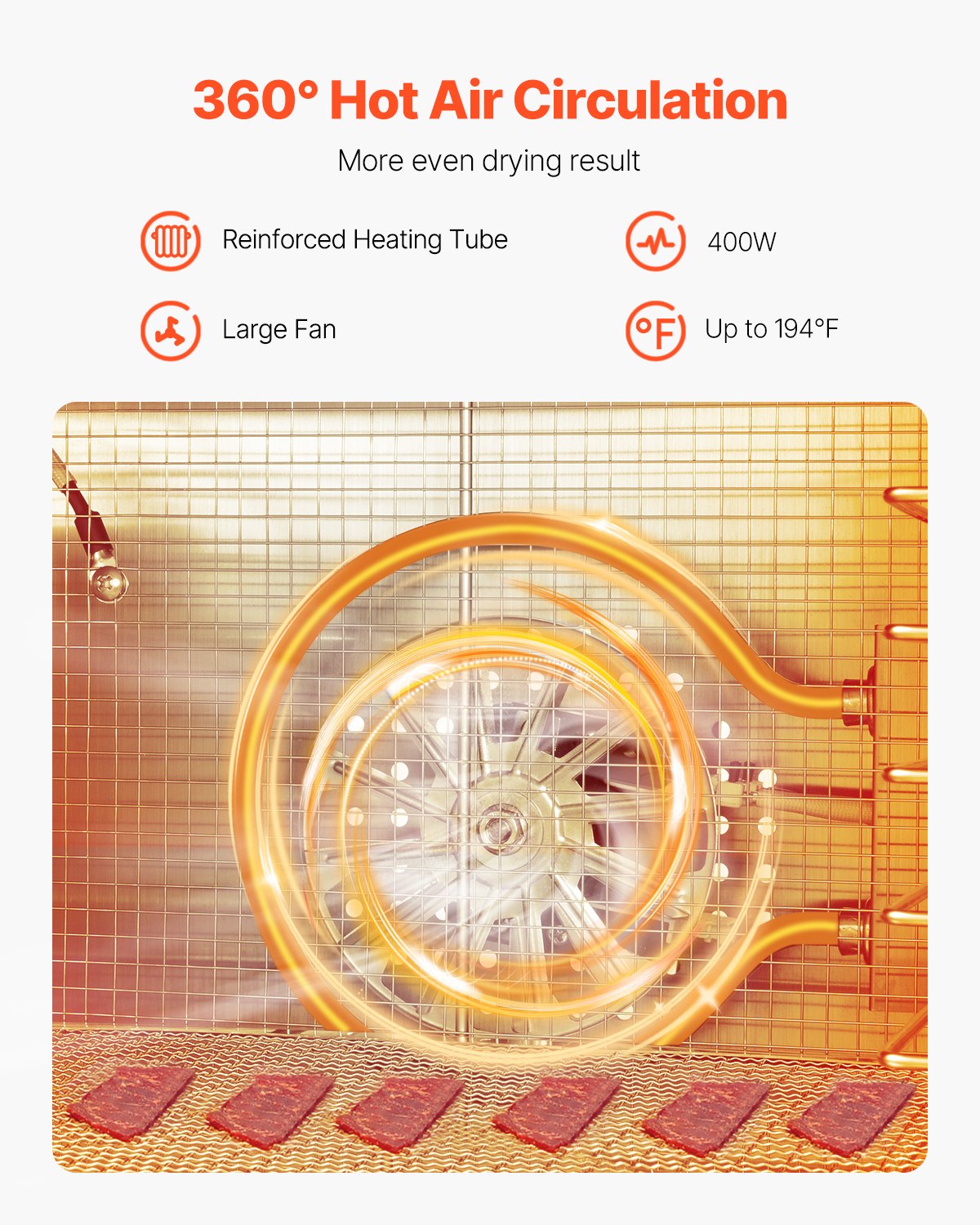 VEVOR Food Dehydrator Machine, 6 Stainless Steel Trays, 400W Electric Food Dryer with Adjustable Temperature & 24-Hour Timer, Freeze Dryer for Jerky, Meat, Fruit, Vegetables, Herbs, Dog Treats