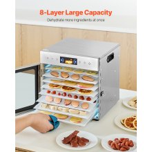 8 Trays Food Dehydrator Machine Stainless Steel 400W Jerky Meat Fruit Drying