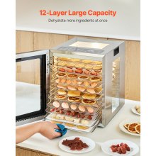 12 Trays Food Dehydrator Machine Stainless Steel 850W Jerky Meat Fruit Drying