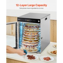 12 Trays Rotary Food Dehydrator Machine Stainless Steel 800W Jerky Fruit Drying