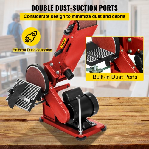 VEVOR Belt Disc Sander 4x36inch and 6inch Disc, Benchtop Disc Sander 375W,Disc Combo Sander with Built-In Dust Collection,Bench Sander for Woodworking