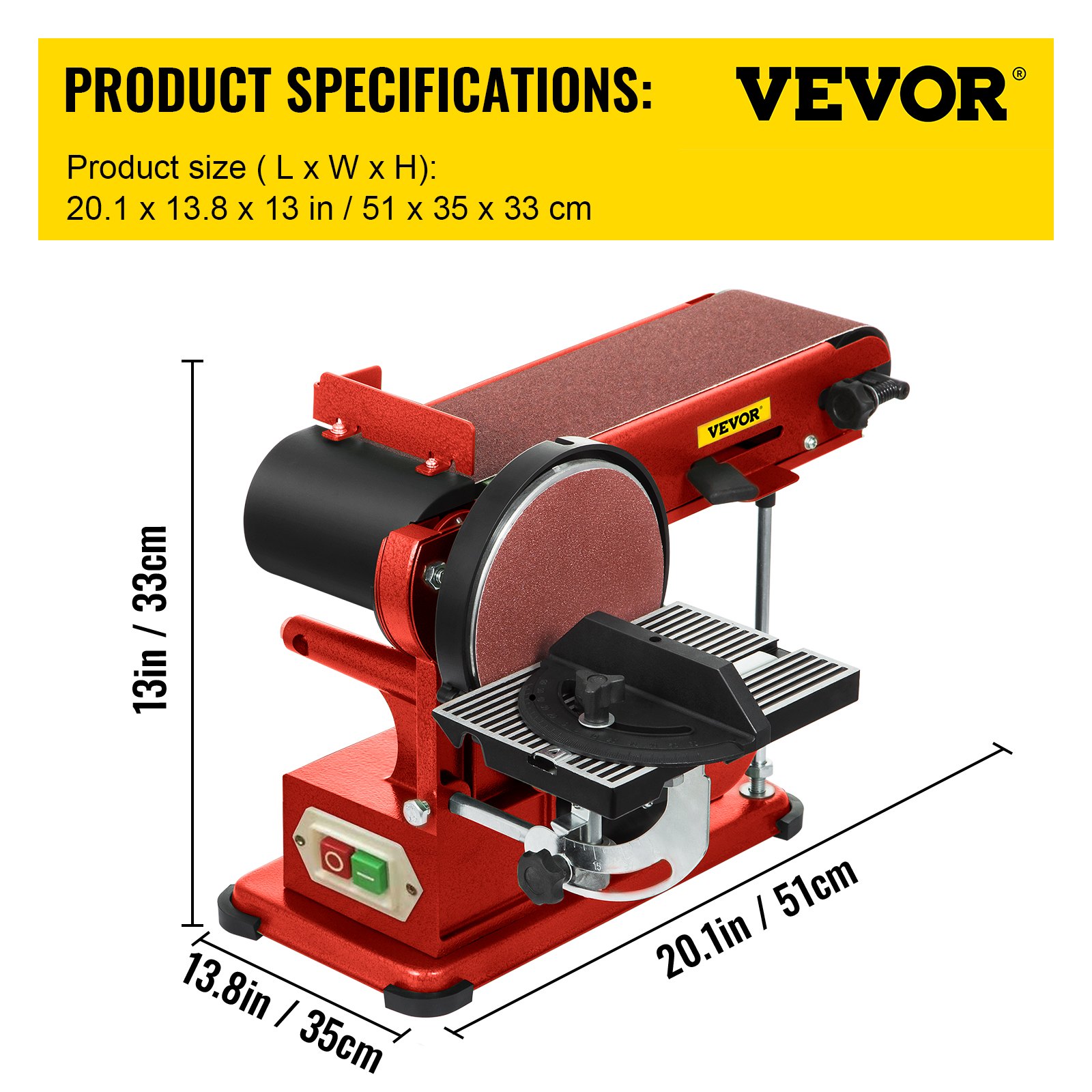 VEVOR Belt Disc Sander 4x36inch and 6inch Disc, Benchtop Disc Sander 375W,Disc Combo Sander with Built-In Dust Collection,Bench Sander for Woodworking