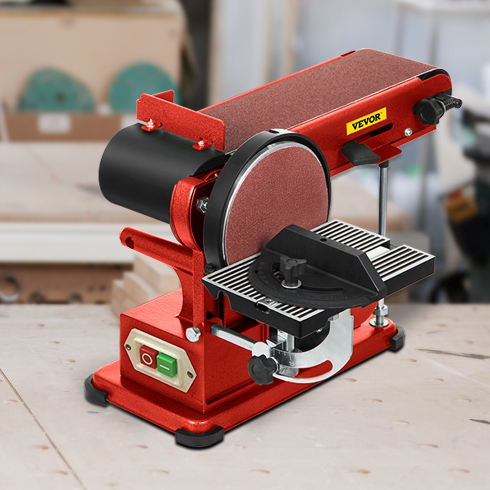VEVOR Belt Disc Sander 4x36inch and 6inch Disc, Benchtop Disc Sander 375W,Disc Combo Sander with Built-In Dust Collection,Bench Sander for Woodworking