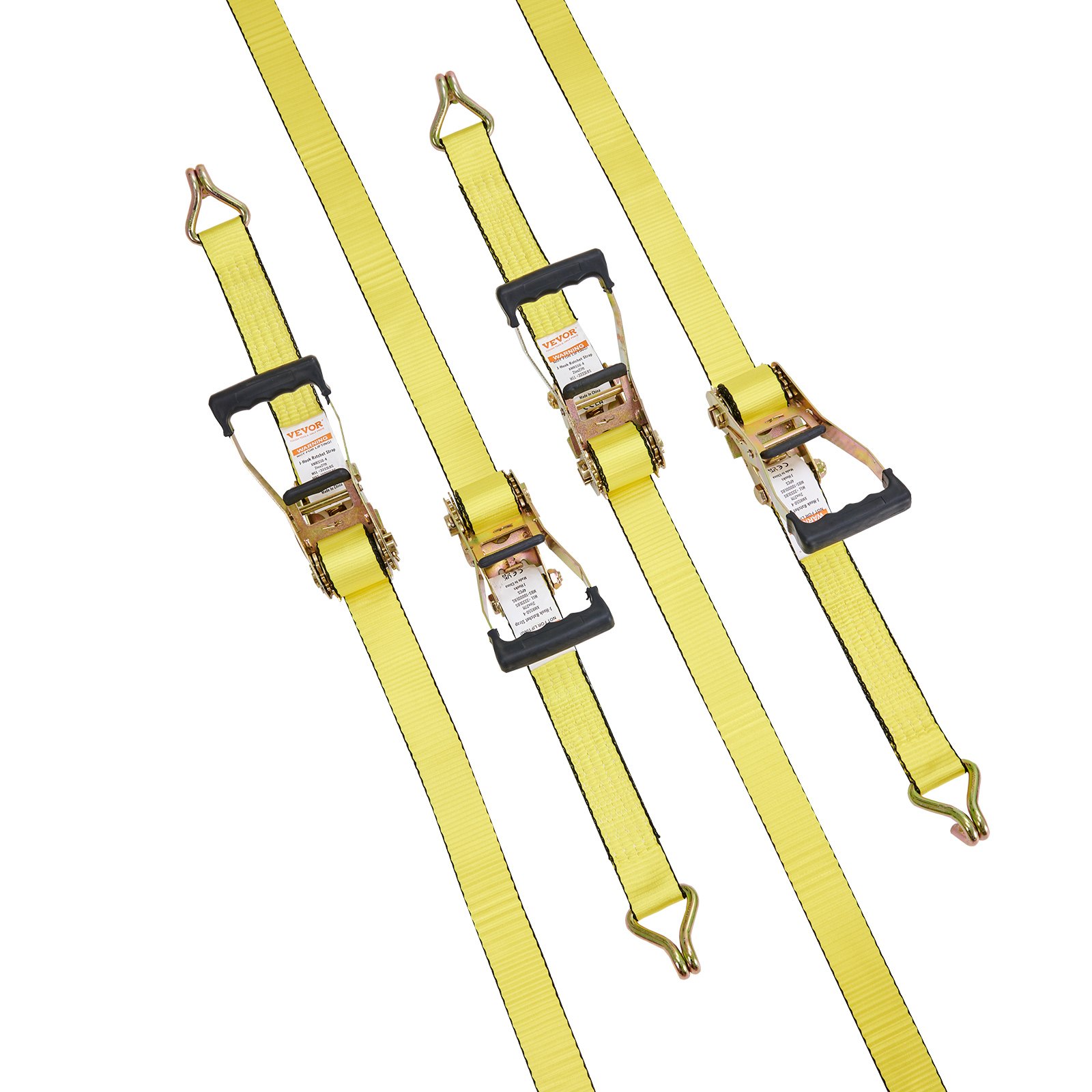 VEVOR Ratchet Tie Down Straps (4PK), 10000 lb Break Strength, Double J Hook Includes 4 Premium 50.8 mm x 8 m Rachet Tie Downs with Padded Handles, for Moving Securing Cargo, Appliances, Lawn Equipment