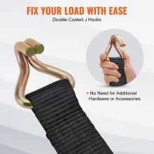 VEVOR Ratchet Tie Down Straps (4PK), 11128 lb Break Strength, Double J Hook Includes 4 Premium 2" x 8' Rachet Tie Downs with Padded Handles, for Moving Securing Cargo, Appliances, Lawn Equipment