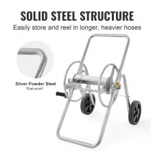 VEVOR Hose Reel Cart, Hold Up to 175 ft of 5/8’’ Hose (Hose Not Included), Garden Water Hose Carts Mobile Tools with Wheels, Heavy Duty Powder-coated Steel Outdoor Planting for Garden, Yard, Lawn